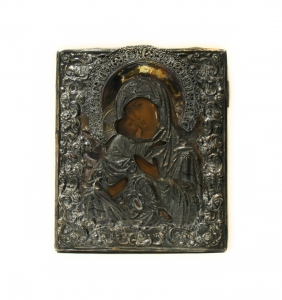 Владимирская икона Божьей Матери в серебряном окладе