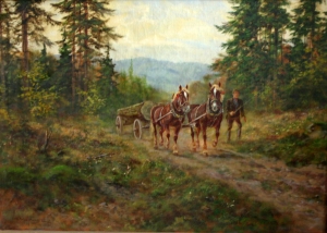 Майевич Георг (Majewicz Georg)  «Повозка с дровами в лесу»
