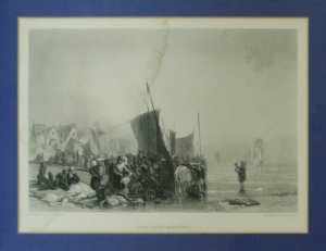 Гравюра  по картине Ричарда Паркса Банингтогна «Рыбный рынок»