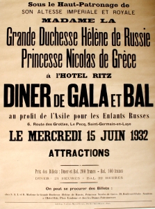 Плакат к балу Великой княгини Елены супруги короля Греции